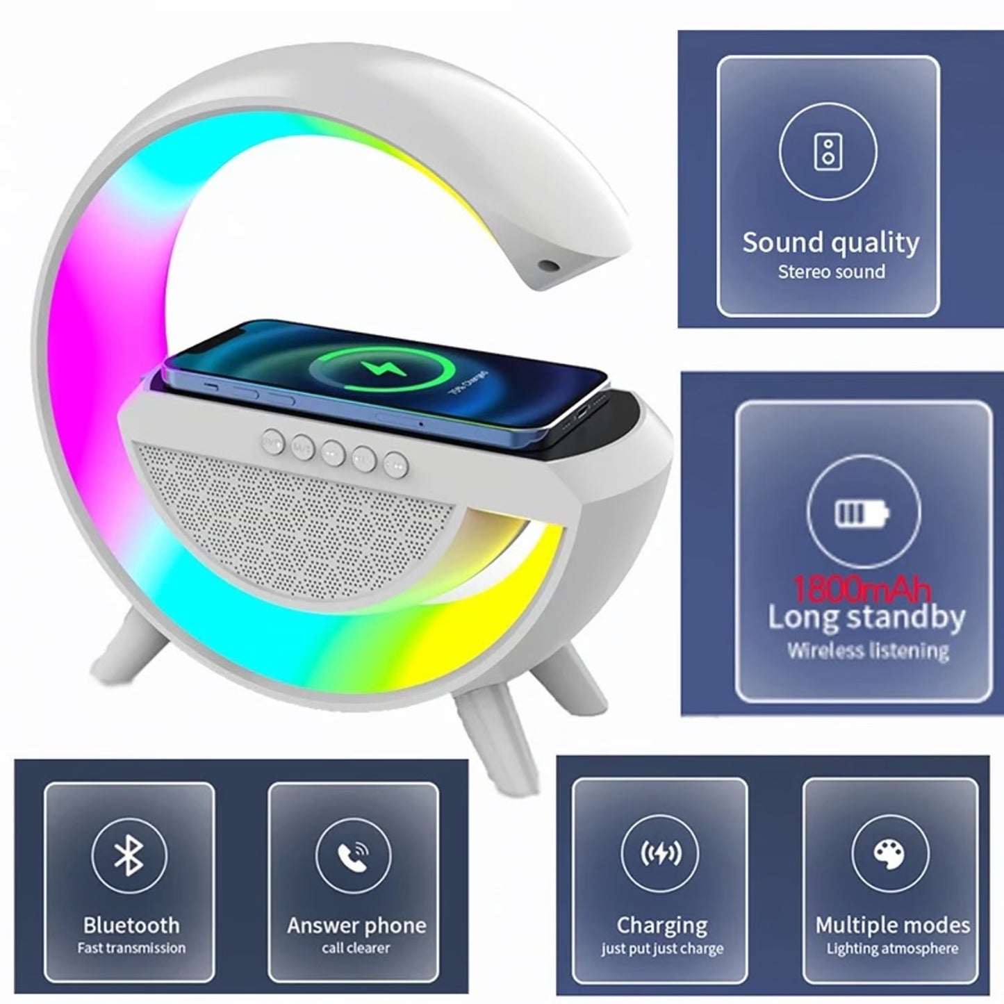 Lampara RGB con Altavoces y Cargador S/R